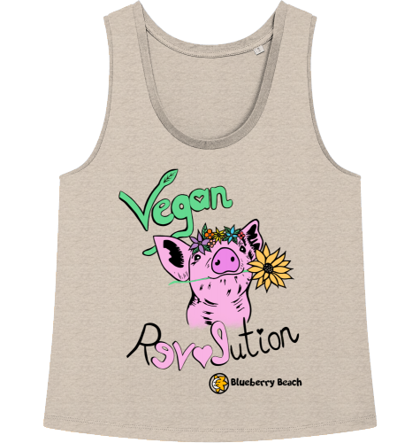 vegan revolution pig with flowercrown tanktop