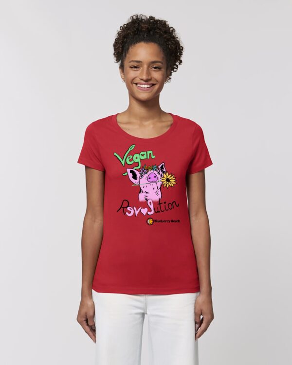 Vegan Revolution organic t-shirt pig with flowercrown
