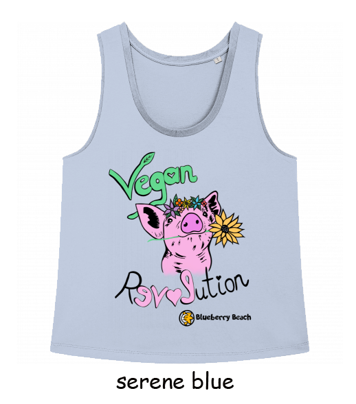 vegan revolution pig with flower crown tanktop