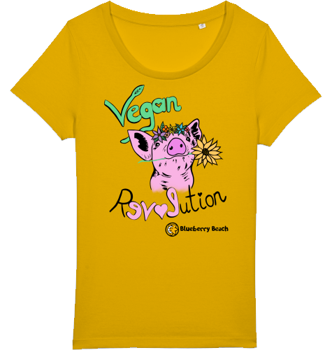 vegan revolution little pig with flowercrown t-shirt