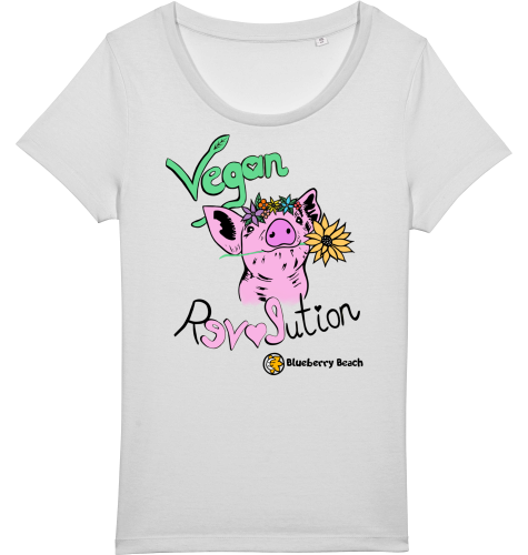 vegan revolution little pig with flowercrown t-shirt