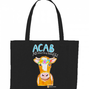 acab all cows are beautiful recycled shopping bag