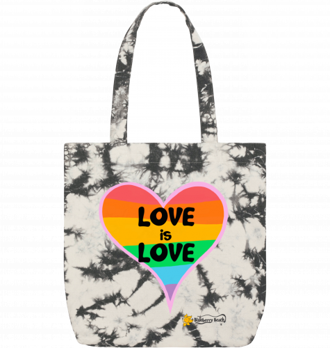 love is love recycled tie-dye tote bag