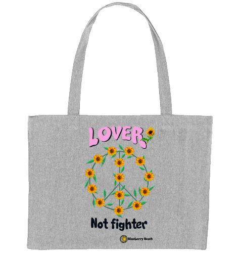 Lover not fighter recycled shopping bag