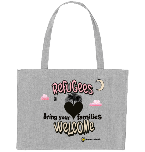 refugees welcome recycled shopping bag