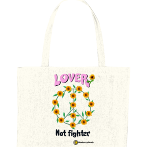 Lover not fighter recycled shopping bag