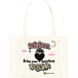 refugees welcome recycled shopping bag