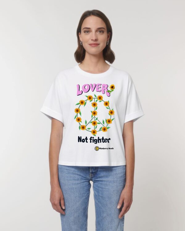 lover not fighter organic women t-shirt collider