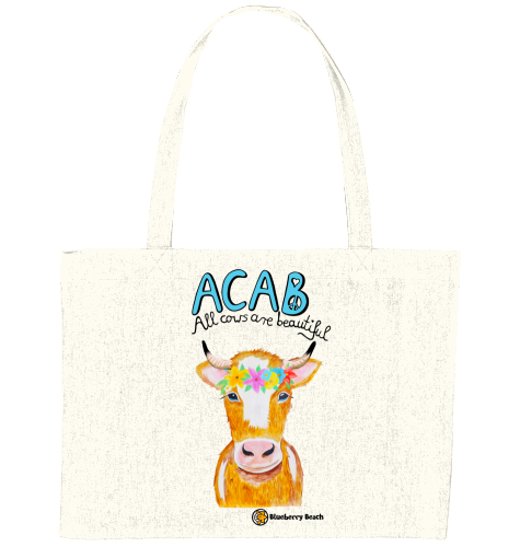 acab all cows are beautiful recycled shopping bag