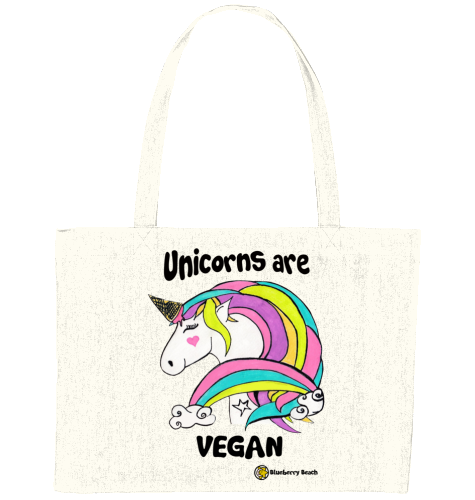 unicorns are vegan recycled shopping bag