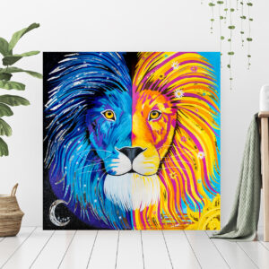 lion of day and night canvas print by zoé keleti
