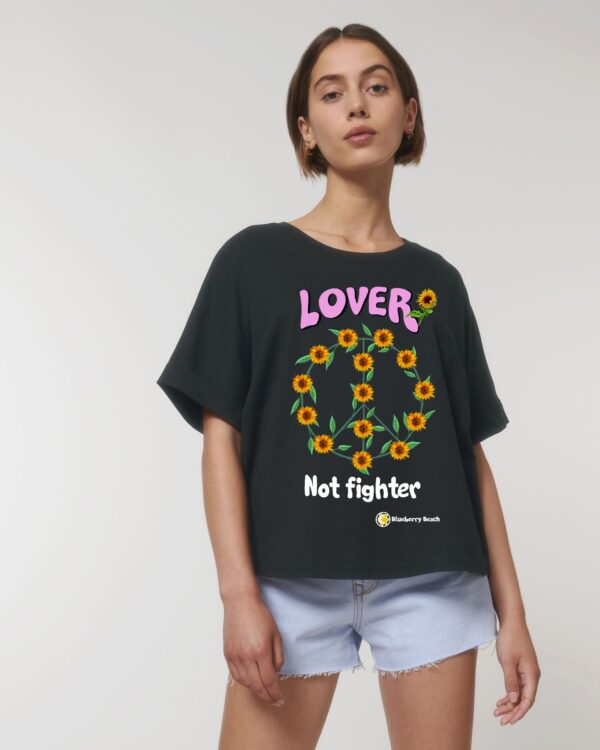 lover not fighter organic women t-shirt collider