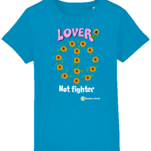 lover not fighter peace sign with sunflowers organic t-shirt