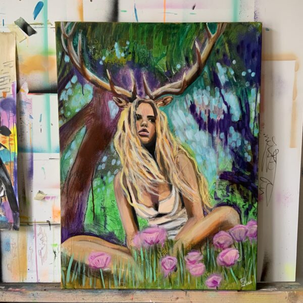 Deer woman painting