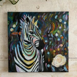 Colorful punk zebra oil painting